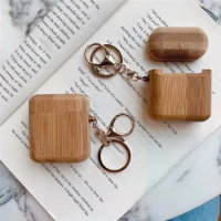 Luxury Genuine Case for Apple Airpods Pro Airpods 2 / 1 Wireless Earphone Cases Airpod Cover with Key Wooden Phone Case