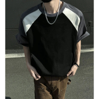 (COD) (COD) Patchwork Short Sleeve T-Shirt for Men Summer New Trendy Loose Half Sleeve Tee baju ruca