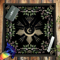 Moon Flower Altar Cloth Tarot Spread Cloth Floral Tarot Card Tablecloth Table Cover Divination Witchcraft Astrology Supplies