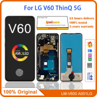 6.8"Original AMOLED For LG V60 ThinQ 5G V600 LCD Display With Frame Touch Screen Digitizer Replacement For LG V60 Battery Cover
