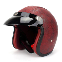Motorcycle Helmets Retro Open Face 3/4 Helmet PU Leather Personalized Vintage Retro Motorcross Casco Moto Vespa For Men Women
