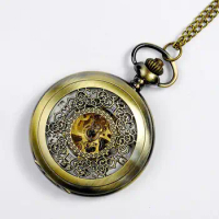 Classical nostalgic pocket watch Large carved hollow mechanical pocket watch European and American style floral pocket watch