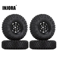INJORA 85*28MM 1.55" Beadlock Wheel Rim Tire Set for RC Crawler Car Axial 90069 D90 TF2 Tamiya CC01 LC70 MST JIMNY