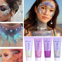 50ml Eye Makeup Mermaid Sequins Gel Holographic Sequins Glitter Diamond Eyeshadow Makeup Festival Party Face Makeup Gel Sequins