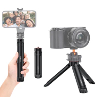 UURIG U-Vlog lite Extendable Dual Cold Shoe Ball Head Tripod for Phone Mirrorless Camera Vlog Compatible with iPhone