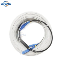 200M 2 Steel 2 core Indoor Outdoor Fiber Optic Drop Cable Optical Patch Cord Single Mode Simplex G675A1 SC LC FC ST connecors