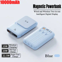 10000mAH Mini-Powerbank Magsafe Wireless Magnetic Suction PD22.5 W Super Fast Charge Comes with Type-C Apple Plug for IPhone 15
