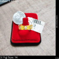 Emas 916,Cincin Ctr Crps 0.1cm Design:8602<X04Y4>91614(M9)-Size: 14