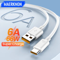 6A 66W USB Type C Super-Fast Cable For Huawei Mate 40 50 Xiaomi 11 10 Pro OPPO R17 Fast Charging USB-C Charger Cable Data Cord