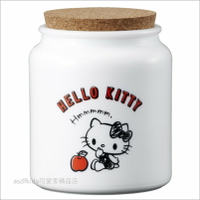asdfkitty可愛家☆KITTY白色蘋果 鈉鈣玻璃置物罐-400ML-可裝茶葉.糖.飾品.文具...等-日本製