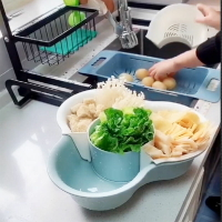 抖音同款塑料家用雙層洗菜盆洗菜籃子火鍋蔬菜拼盤瀝水籃水果盤子