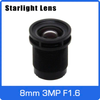 Starlight Lens 3MP 8mm Fixed Aperture F1.6 Big Angle For SONY IMX290/291/307/327 Low Light CCTV AHD IP Camera Free Shipping