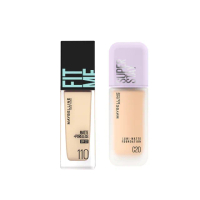 【MAYBELLINE 媚比琳】底妝全套組_裸霧光持久水粉底 SPF12 PA+++ +FIT ME 反孔特霧/水光粉底液全新升級P