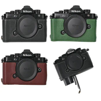 Litchi Pattern Genuine Leather Camera Half Body Case For Nikon Zf ZF Battery Opening Bottom Cover