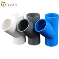 ID 20 25 32 40 50 63mm PVC Oblique Tee Connector 45 degree Tilted Three Way Joints Garden Irrigation Y type pipe fittings
