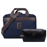 LONGCHAMP BOXFORD系列帆布兩用旅行袋(附盥洗包/深藍)