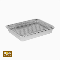 【HOLA】Nerez 304不鏽鋼雙層附架調理盤 27cm