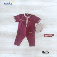 KOKO DAFFA 17-SETELAN BAJU KOKO BAYI / ANAK + PECI ADEM LEMBUT KATUN TOYOBO USIA 012345 Polos Navy P