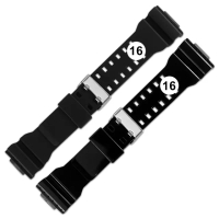 【Watchband】16mm / 適用GA-100等系列 / G-SHOCK 凸口替用錶帶 橡膠錶帶(亮黑色/霧黑色)