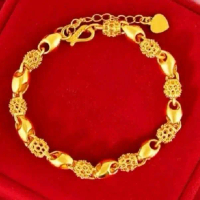 Gelang tangan Hongkong  terbaru  perhiasan wanita anti karat titanium gold motif emas 24k terlaris
