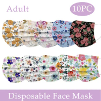 15 Styles Disposable Face Mask Adult 10PCS Classical Flower Printed mascarillas Disposable Mask 3 Layer Face Cover Desechables