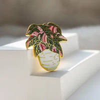 Pink Princess Philodendron Hard Enamel Pin Plant Series Metal Badges Lapel Pins Gifts for Men and Women Brooches