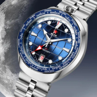Red Star 100m Diving GMT Mechanical Watches For Seiko NH34 Automatic Movement Bull-Head Calendar Super Luminous Men's Wristwatch
