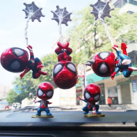 Hot toys 9cm Marvel Spiderman Q-version Action Figure Car Desk Decoration Spiderman Doll Collection Model Christmas Gift for Kid
