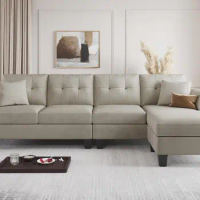 Convertible Sectional Couch Velvet L Shaped Sofa 4 Seat Sofa with Chaise L-Shaped Couches Reversible Sectional Sofa