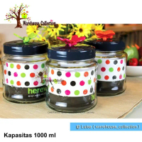CN340 Toples Kaca Herevin 1000ml/ Canister Butterfly Colour 142200-560/ Toples tutup drat / Toples L