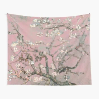 Almond Blossom Vincent Van Gogh Pink Tapestry Living Bedroom Yoga Blanket Art Wall Mat Home Beautiful Printed Travel Decoration