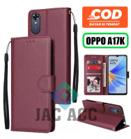 DOMPET HP UNTUK OPPO A17K NEW (2022) NEW LEATHER FLIP CASE OPPO A17K NEW (2022) SARUNG BUKU HP