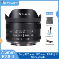 7artisans 7 artisans 7.5mm F2.8 II Fisheye Lens Ultra Wide-Angle for Nikon Z Sony E Fuji XF M43 Mount Canon RF Canon EOS M Mount