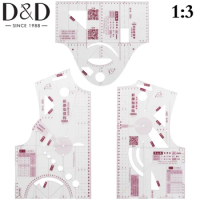 1:3 Cloth Design Ruler Transparent French Curve Ruler Measure Ruler Design Ruler  Pattern Making For