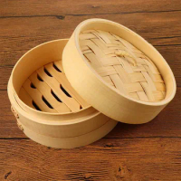 10/15/20cm Chinese Dumplings Bamboo Steamer Cooker with Lid Dimsum Steamed Rice Vegetable Basket Home Kitchen Cooking Tools