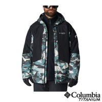 Columbia 哥倫比亞 男款-鈦 Highland Summit 防水金鋁點極暖連帽外套-幾何印花 UWE88530GE/HF