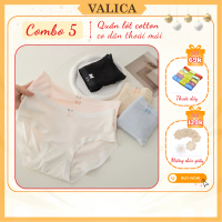 Combo 5 Quần Lót Nữ Họa Tiết Cute - Set 5 Quần Chip Nữ Cotton Viền Su Thoáng Mát VALICA L1715 Women 