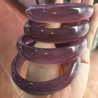 100% Natural purple Chalcedony bangle handcarved jade bangle real jade bracelets natural jade stone for women men Add certificat