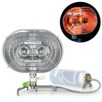 Double Head Outdoor Heater Portable Infrared Ray Camping Heating Stove Warmer Heating Gas Stove with Gas Tank Adapter