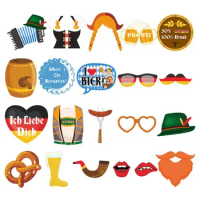 Oktoberfest Photo Booth Props 21PCS German Beer Oktoberfest Accessories Sausage Beer Themes Festival