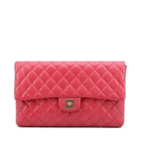 Chanel Clutch Flap Bag Red Caviar GHW I16782C