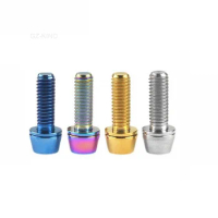 1 sztuk M6 Titanium Alloy Bolt 16/18/20mm Cone Head With Discs For Bicycle Cycling Motorcycle Car