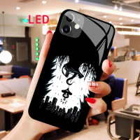 Venom Luminous Tempered Glass phone case For Apple iphone 13 14 Pro Max Puls Luxury Fashion RGB LED Backlight new cover