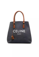 CELINE 二手 Celine 小號帆布 Logo 印花橫款 Cabas 手提包