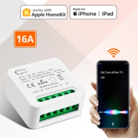 16A Apple Homekit Smart WiFi Switch 2-way Control Switch Mini Smart Breaker Siri Voice Control Work with Alexa Google Home