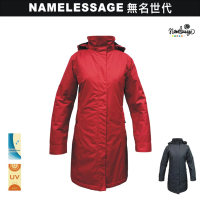 【namelessage】無名世代女款時尚防水鋪棉長版外套_192W102(紅/黑)