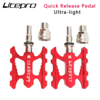 Litepro Quick Release Pedal Ultra-light Aluminum Alloy MTB Road Folding Bike Non-slip Footrest For Brompton Fnhon Bicycle Pedal
