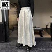 Men Women Japanese Fashion Loose Casual Vintage Draped Samurai Skirt Pants Chinese Streetwear Vintage Skirts Stage Clothes
