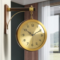 輕奢黃銅新中式雙面鐘表掛鐘客廳家用時尚高檔中國風掛墻兩面時鐘
