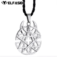 Big Star Moon Pentagram Mens Womens Pewter Pendant with 24" Necklace Fashion Jewelry LP243